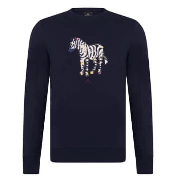 Image of Paul Smith Paul Smith Zebra Print Crew Sweater - Blue 49