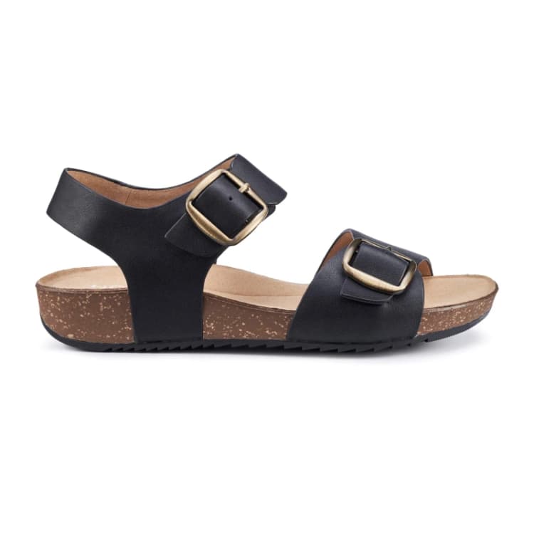 Image of Hotter Wide Fit 'Tourist II' Cork Wedge Sandals Black