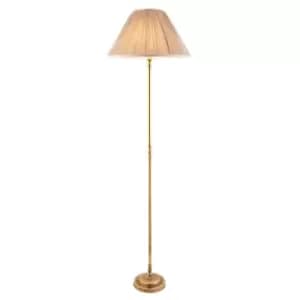 Image of Fitzroy 1 Light Floor Lamp Brass with Beige Shade, B22