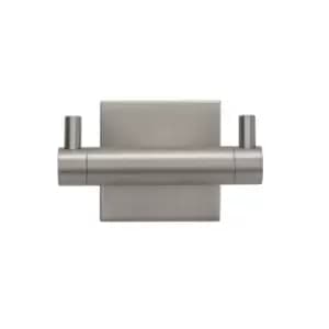 Image of Croydex Flexi-Fix Chiswick Brushed Satin Zinc-Plated Silver Effect Steel & Zinc Alloy Medium Double Hook (Holds)5Kg