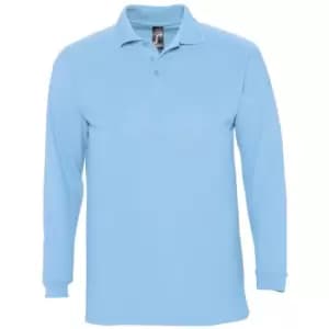 Image of SOLS Mens Winter II Long Sleeve Pique Cotton Polo Shirt (M) (Sky)