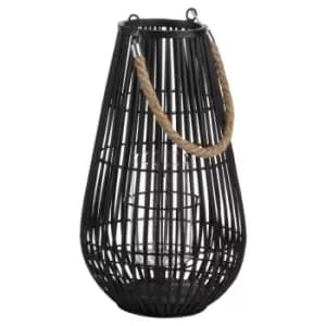 Image of Domed Rattan Lantern With Rope Detail