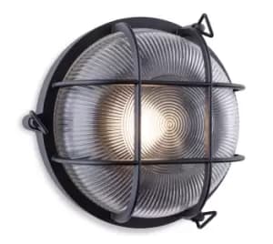 Image of Turin Outdoor Bulkhead Wall Light Round Black IP65, E27