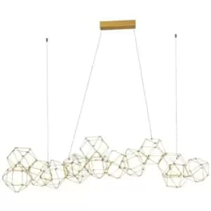 Image of Netlighting Merano Alabama Bar Pendant Ceiling Light Gold Metal LED 67.2W 4704Lm