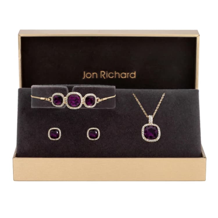 Image of Jon Richard Rose Gold Plated Amethyst Trio Set - Gift Box Jewellery Sets One Size Pink 70551706000