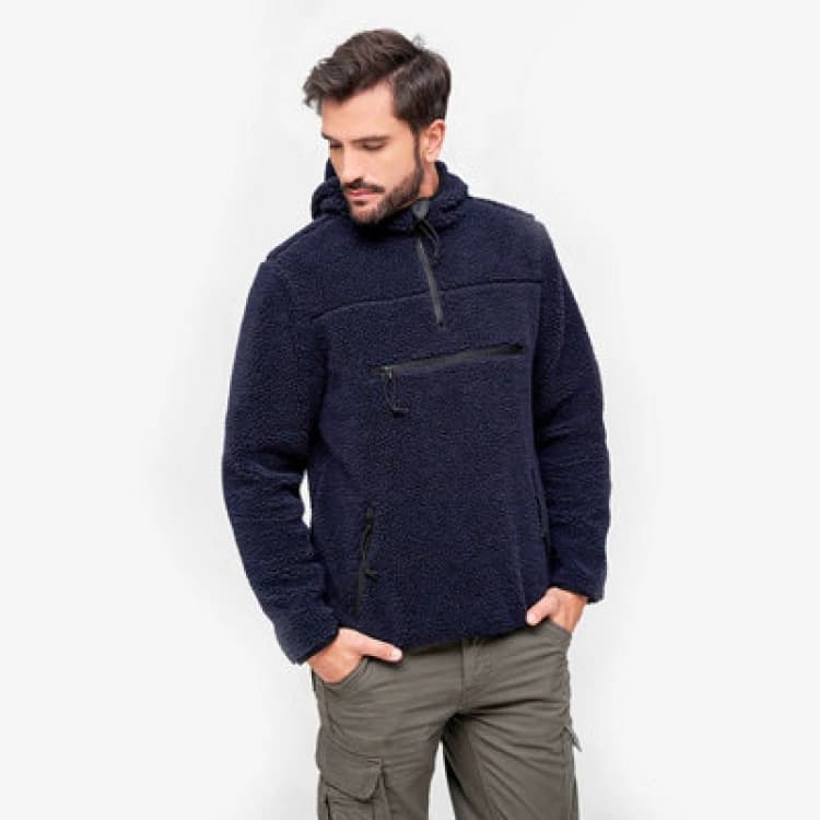 Image of Brandit Teddyfleece Worker Pullover Navy Size Small