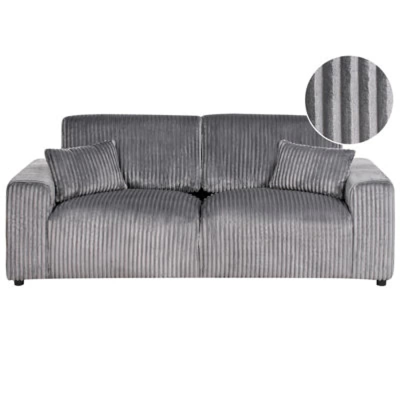 Image of Beliani 3 Seater Sandora Corduroy Grey