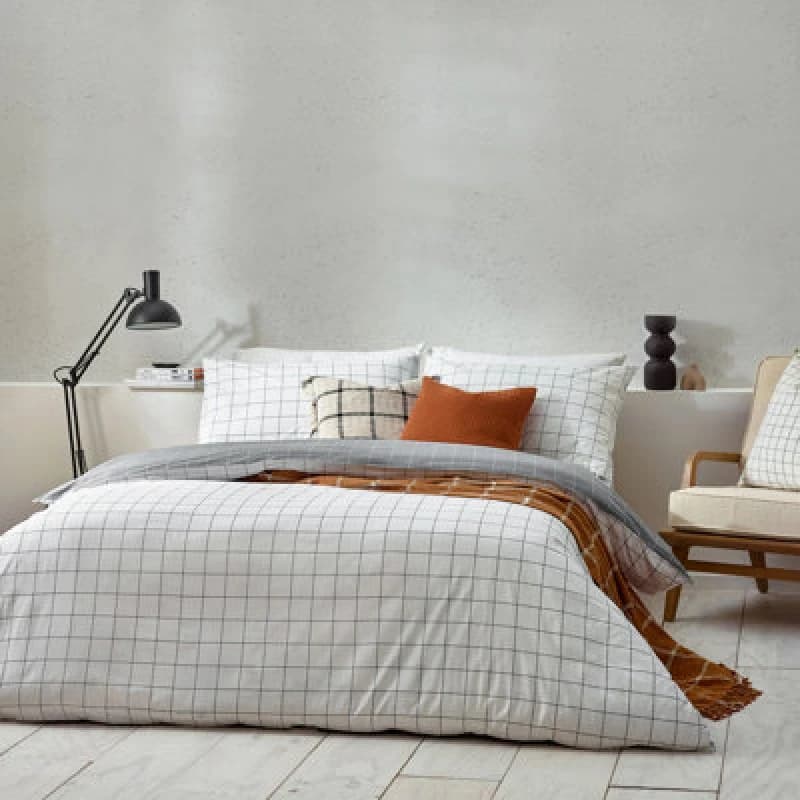 Image of Howarth Check Duvet Cover Set White/Black / Super King