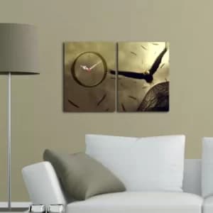 Image of 2P3040CS-158 Multicolor Decorative Canvas Wall Clock (2 Pieces)