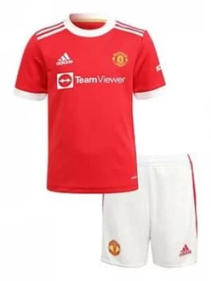 Image of Adidas Manchester United Infant 21/22 Home Mini Kit, Red, Size 18-24 Months