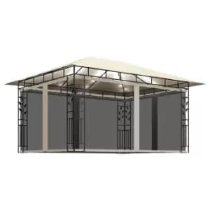 Image of Vidaxl Gazebo With Mosquito Net&led String Lights 4X3X2.73 M Cream
