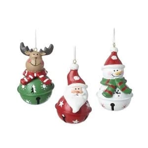 Image of Deer Santa & Snowman Bell Tree Decor (Set of 3)