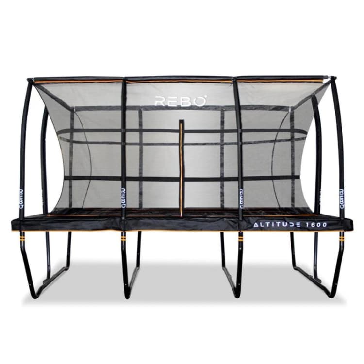 Image of OutdoorToys Altitude Rectangular Garden Trampoline with Safety Enclosure - 1600 (12 x 16ft) in Black Unisex