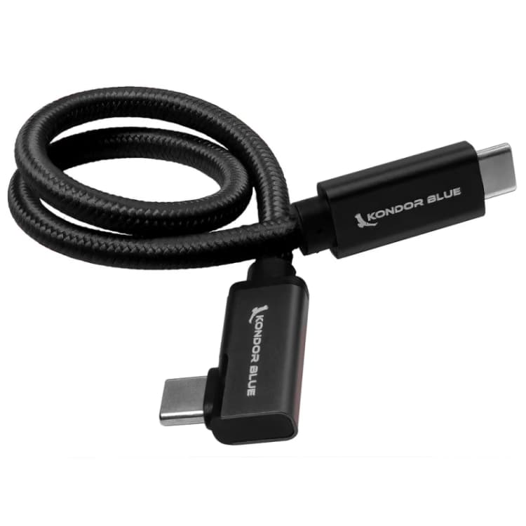 Image of Kondor Blue USB-C to USB-C Cable for SSD Recording Right Angle 12-inch
