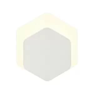 Image of Magnetic Base Wall Lamp, 12W LED 3000K 498lm, 15, 19cm Vertical Hexagonal Bottom Offset, Sand White, Acrylic Frosted Diffuser - Luminosa Lighting
