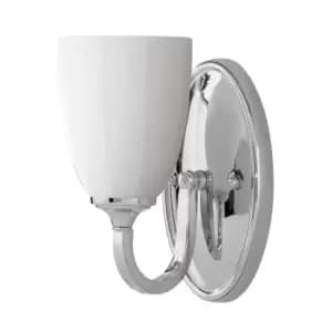 Image of IP44 Wall Light Looped Arm Opal Etched Glass Shade Polished Chrome LED G9 3.5W