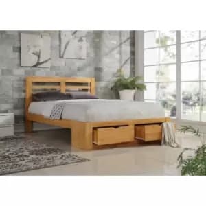 Image of Flintshire New Bretton Solid Wood Bed Frame 5ft King Oak Effect