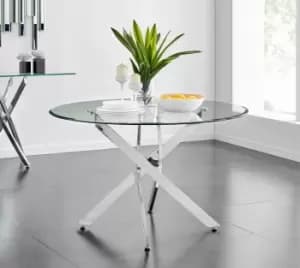 Image of Novara 120cm Round 6-Seater Glass & Metal Starburst Dining Table