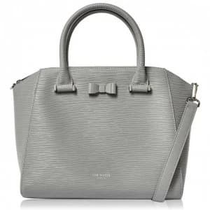 Image of Ted Baker Daryyl Bow Leather Tote Bag - mid-grey