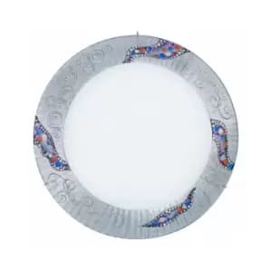 Image of Kolarz SERENA - Designer Glass Patterned Flush Ceiling Lamp Polished Chrome - Kiss Silver Pattern, 2x E27