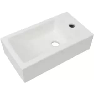 Image of Basin with Faucet Hole Rectangular Ceramic White 46x25.5x12cm Vidaxl White