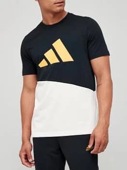 Image of adidas Future Colour Block T-Shirt - Black/White/Gold, , Size S, Men