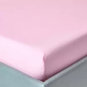 Image of Pink Egyptian Cotton Deep Fitted Sheet 200 Thread Count, Double - Pink - Pink - Homescapes