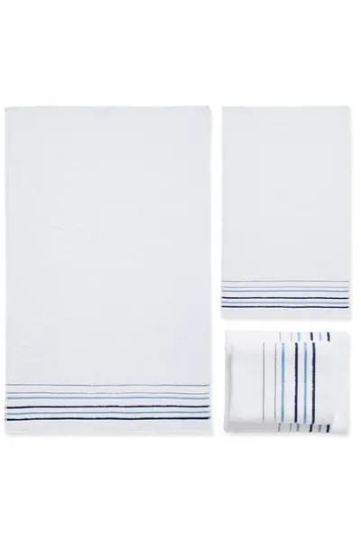 Image of Catherine Lansfield 'Java Stripe' 4 Towel Bale White