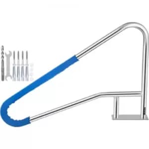 Image of VEVOR Pool Rail 55x32 Pool Railing 304 Stainless Steel 250LBS Load Capacity Silver Rustproof Pool Handrail Humanized Swimming Pool Handrail with Blue
