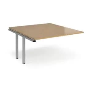 Image of Bench Desk Add On Rectangular Desk 1400mm With Sliding Tops Oak Tops With Silver Frames 1600mm Depth Adapt