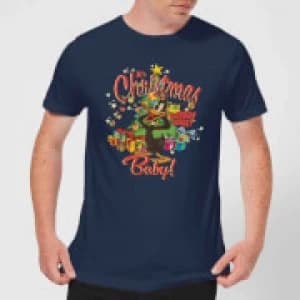 Image of Looney Tunes Its Christmas Baby Mens Christmas T-Shirt - Navy - XL