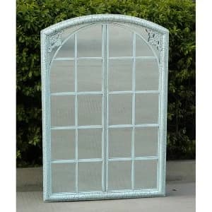 Image of Charles Bentley Garden Distressed Window Mirror - Light Blue