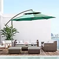 Image of OutSunny Patio Umbrella Offset Polyester, Steel Green