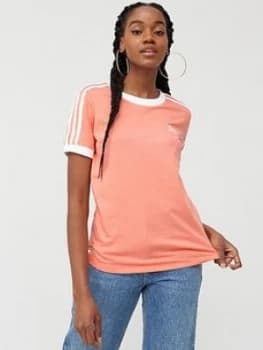 Image of adidas Originals 3 Stripe Tee, Pink, Size 16, Women