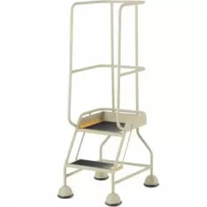 Image of Loops - 2 Tread Mobile Warehouse Steps & Guardrail beige 1.5m Portable Safety Stairs