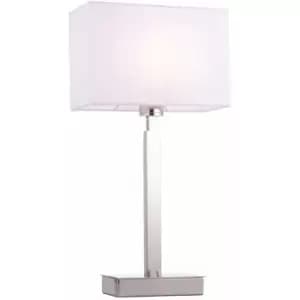 Image of Table Lamp Chrome Plate & Vintage White Fabric 60W E27 Base & Shade e10477