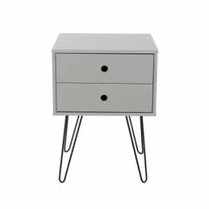 Image of Core Products Options Grey Telford White & Metal 2 Drawer Bedside Cabinet Grey