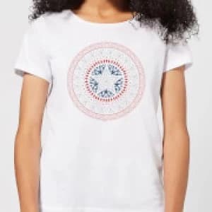Image of Marvel Captain America Oriental Shield Womens T-Shirt - White - 3XL