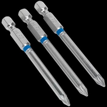 Image of Sealey Pozi Colour Coded Screwdriver Bit PZ1 75mm Pack of 3