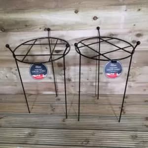 Image of Pack of 2 Tom Chambers Cottage Heavy Duty Black Metal Steel Herbaceous Garden Plant Support Grow Through Small 60cm x 35cm