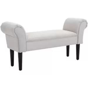 Image of Bed End Side Chaise Lounge Sofa Window Seat Arm Bench Wooden Leg velet (Grey) - Homcom