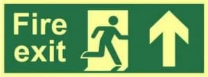 Image of Fire Exit ArrwUp Sign Rigid S/A Lum. Brd