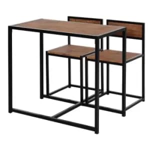 Image of Homcom 3 Piece Bar Dining Table And 2 Stools Set Wood Effect With Metal Frame