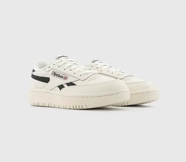 Image of Reebok Womens Club C Double Revenge Trainers Chalk Core Black White, 4.5