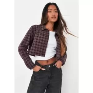 Image of Missguided Cropped Denim Jacket Co Ord - Brown