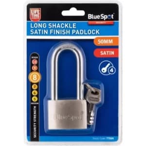 Image of BlueSpot 77004 50mm Long Shackle Satin Finish Padlock