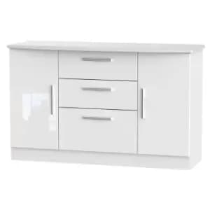 Image of Fourisse Ready Assembled 2 Door 3 Drawer Sideboard White Gloss