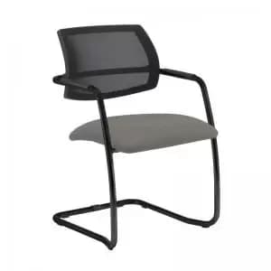 Image of Tuba Black cantilever frame conference chair with half mesh back -