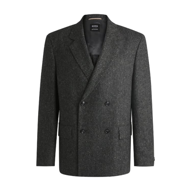 Image of Boss Mens Cris Double Breasted Formal Jacket Medium Grey male 34 (44)