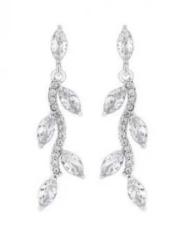 Image of Jon Richard Jon Richard Bridal Pave Wave Leaf Drop Earrings